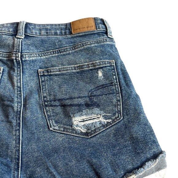 American Eagle Mom Shorts Distressed Denim Cutoff Cuffed Hem Size 8 Women's - Picture 9 of 12